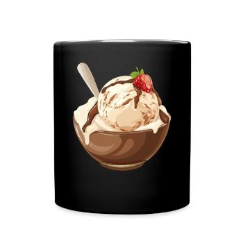 Crème glacée à la vanille avec délice de sauce au chocolat - Mug uni - noir - Devant