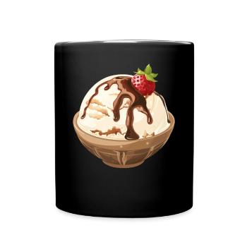 Crème glacée à la vanille avec délice de sauce au chocolat - Mug uni - noir - Devant