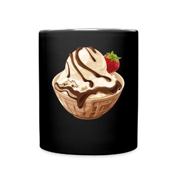 Vanilleeis Mit Schokosoße - Tasse einfarbig - Schwarz - Vorne