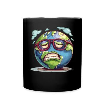 Warm up, save our climate now - Full Colour Mug - black - Front