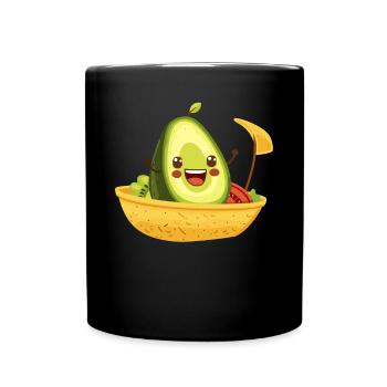 Drôle d’avocat dans un bateau à tacos - Mug uni - noir - Devant
