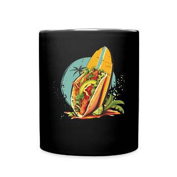 Surfeur d’été Taco Coucher de soleil - Mug uni - noir - Devant