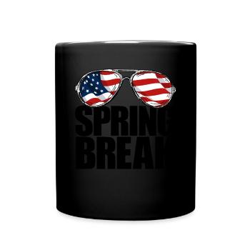 Frühlingsferien, patriotische USA-Flagge, Frühling - Tasse einfarbig - Schwarz - Vorne