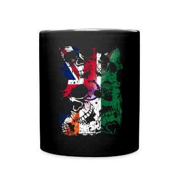 UK India Flagge und Totenköpfe - Tasse einfarbig - Schwarz - Vorne