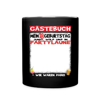 18th Birthday Girl & Boy Guestbook - Full Colour Mug - black - Front