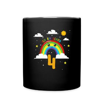 Anniversaire arc-en-ciel 4 ans J’ai 4 ans - Mug uni - noir - Devant