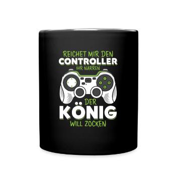 Reichet mir den Controller König Konsole Gamer - Tasse einfarbig - Schwarz - Vorne