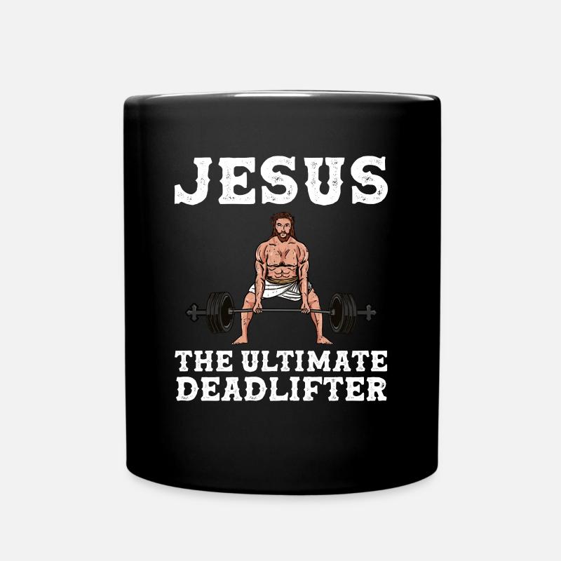 Jesus The Ultimate Deadlifter - Full Colour Mug - black