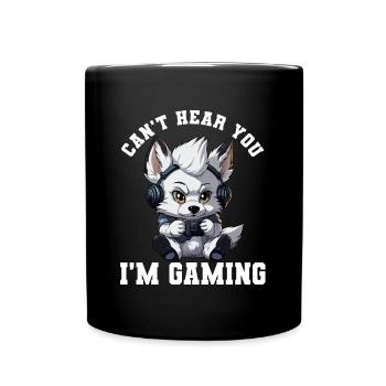 Can't Hear You I'm Gaming Wolf Video Games Gamer - Full Colour Mug - black - Front