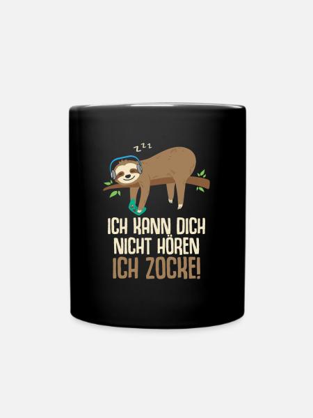 Ich kann dich nicht hören ich zocke Gamer Faultier - Tasse einfarbig - Schwarz