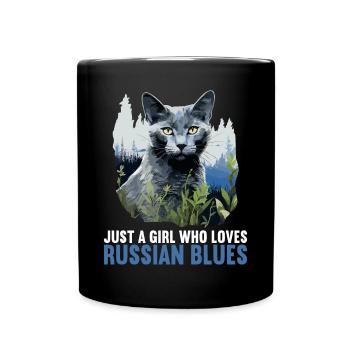 Russian Blue Cat Russisch Blau Katze - Full Colour Mug - black - Front
