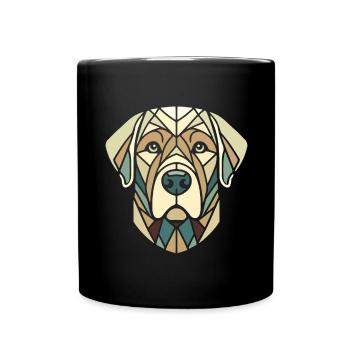 Tête labrador retriever art géométrique, polygone - Mug uni - noir - Devant