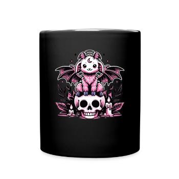 Kawaii Pastel Goth Cute Creepy Ziege Fledermaus - Tasse einfarbig - Schwarz - Vorne