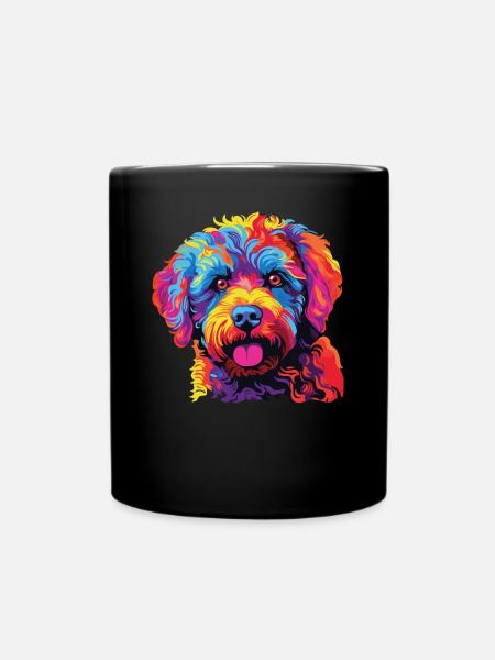 Wasserfarben Farbenfroher Lagotto Romagnolo - Tasse einfarbig - Schwarz