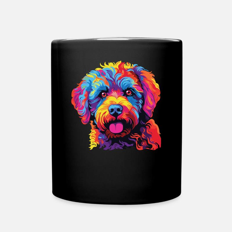 Wasserfarben Farbenfroher Lagotto Romagnolo - Tasse einfarbig - Schwarz