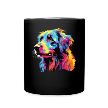 Wasserfarben Farbenfroher Petit Basset Pyrenean - Tasse einfarbig - Schwarz - Vorne