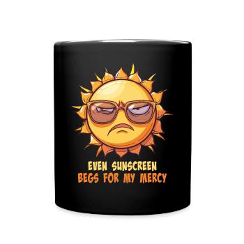 Soleil avec lunettes de soleil look puissant - Mug uni - noir - Devant