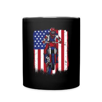 Motocross Drapeau américain Pilotes de course de moto - Mug uni - noir - Devant