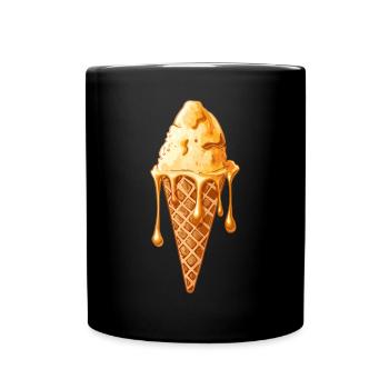 Verschmolzenes Eiswaffel Motiv - Tasse einfarbig - Schwarz - Vorne