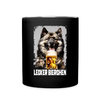 Lecker Bierchen Elchund - Tasse einfarbig - Schwarz - Vorne