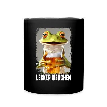 Lecker Bierchen Frosch - Tasse einfarbig - Schwarz - Vorne