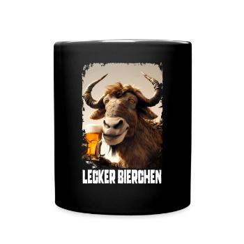 Lecker Bierchen Gnu - Tasse einfarbig - Schwarz - Vorne