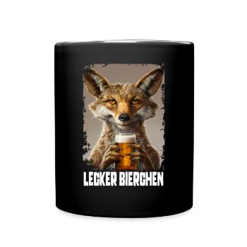 Lecker Bierchen Jackal - Tasse einfarbig - Schwarz - Vorne