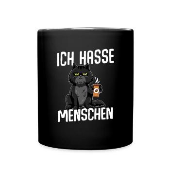 Cat I Hate People BLACK - Full Colour Mug - black - Front