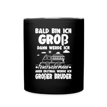 Ich Werde Großer Bruder Feuerwehrmann Nachwuchs - Tasse einfarbig - Schwarz - Vorne