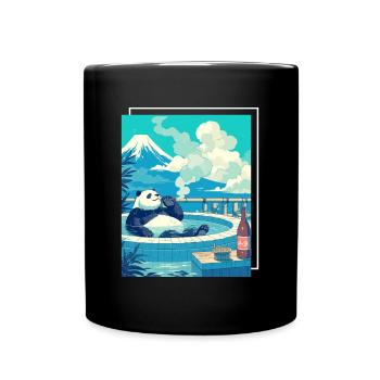Panda Bear Onsen Japanese Giant Panda - Full Colour Mug - black - Front