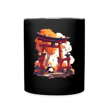Panda Ours Japonais Torii Gate Panda Géant - Mug uni - noir - Devant