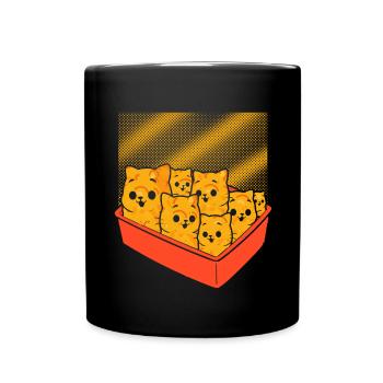 Kitten Nuggets Cute Fast Food Cat Food - Full Colour Mug - black - Front