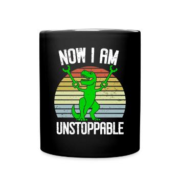 Rétro Maintenant je suis imparable Drôle T-Rex Dinosaure - Mug uni - noir - Devant