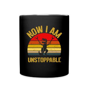 Rétro Maintenant je suis imparable Drôle T-Rex Dinosaure - Mug uni - noir - Devant