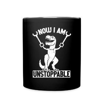 Rétro Maintenant je suis imparable Drôle T-Rex Dinosaure - Mug uni - noir - Devant