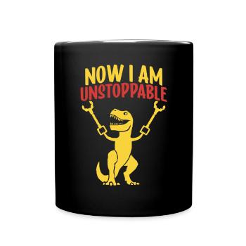 Rétro Maintenant je suis imparable Drôle T-Rex Dinosaure - Mug uni - noir - Devant