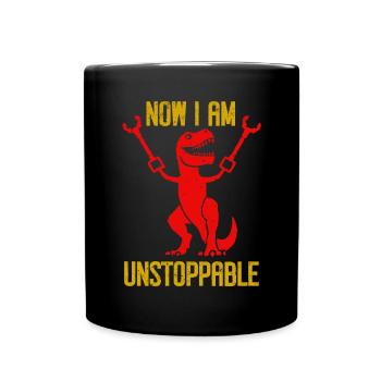 Rétro Maintenant je suis imparable Drôle T-Rex Dinosaure - Mug uni - noir - Devant