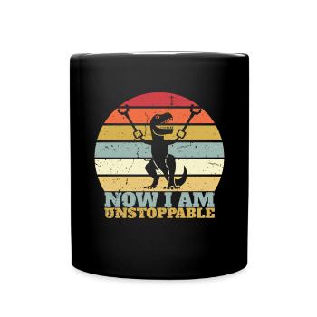 Rétro Maintenant je suis imparable Drôle T-Rex Dinosaure - Mug uni - noir - Devant