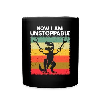 Rétro Maintenant je suis imparable Drôle T-Rex Dinosaure - Mug uni - noir - Devant