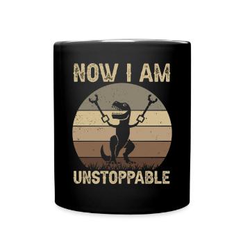 Rétro Maintenant je suis imparable Drôle T-Rex Dinosaure - Mug uni - noir - Devant