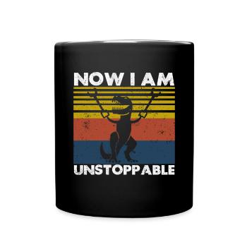 Rétro Maintenant je suis imparable Drôle T-Rex Dinosaure - Mug uni - noir - Devant