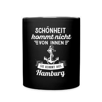 Hamburg Hansestadt Norddeutsch Plattdeutsch - Tasse einfarbig - Schwarz - Vorne