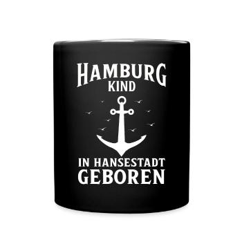 Hamburg Hansestadt Norddeutsch Plattdeutsch - Tasse einfarbig - Schwarz - Vorne