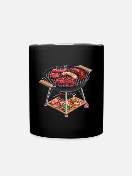 Grillgenuss in 2D: Sizzling Barbecue Delikatessen - Tasse einfarbig - Schwarz