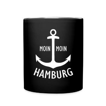 Hamburg Tshirt Geschenk Moin Hamburch Fußball - Tasse einfarbig - Schwarz - Vorne