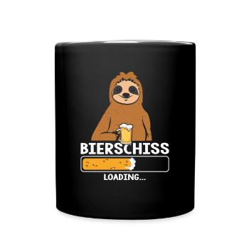 Bierschiss Loading Bier Faultier - Tasse einfarbig - Schwarz - Vorne