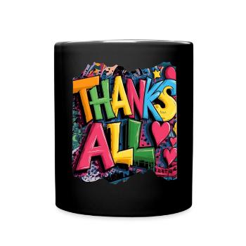 Happy Thank You Graffiti Design - Full Colour Mug - black - Front