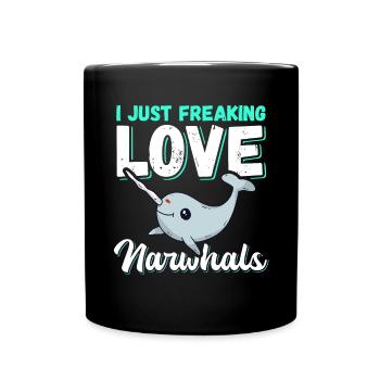 Narwal Wal Narwale Wale Narwhal Geschenk - Tasse einfarbig - Schwarz - Vorne