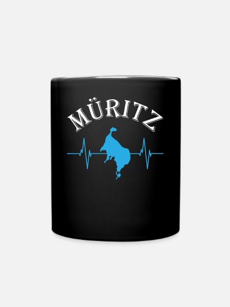 Müritzsee im Herzen - Pulsierendes Naturerlebnis - Tasse einfarbig - Schwarz