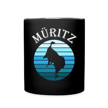 Müritzsee Kontur - Experience pure nature - Full Colour Mug - black - Front